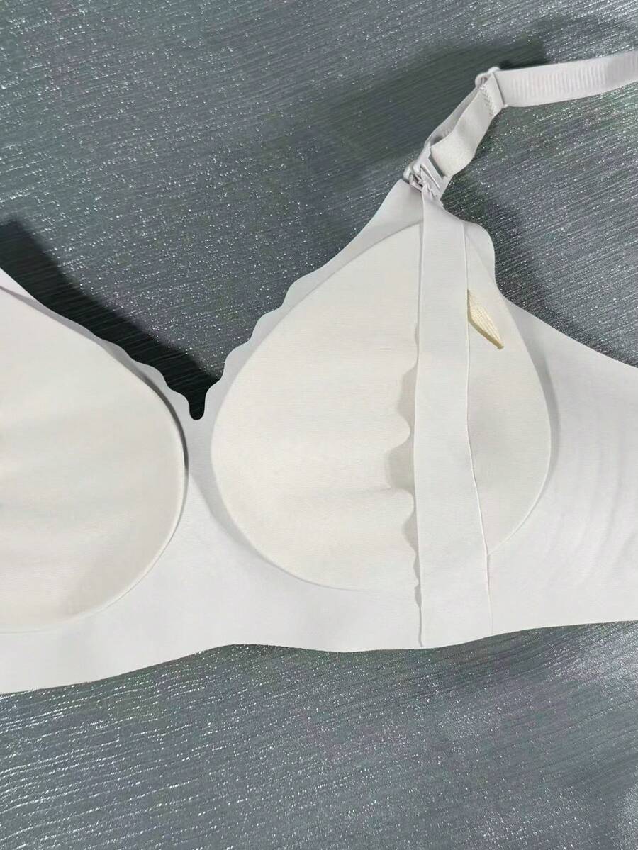 White Seamless Nursing Bra for Pregnancy & Postpartum, Wireless Backless Maternity Bralette with Adjustable Straps & Light Support