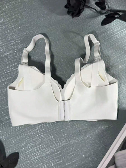 White Seamless Nursing Bra for Pregnancy & Postpartum, Wireless Backless Maternity Bralette with Adjustable Straps & Light Support