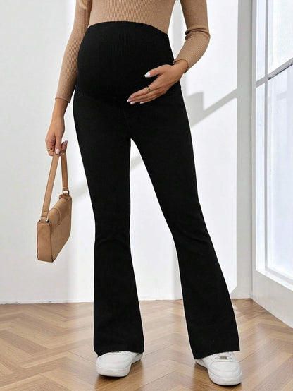 Royal Blue Maternity Flare Jeans – High-Stretch Supportive Elastic Waist Bell Bottoms for Work, Holiday, & Y2K Chic Streetwear