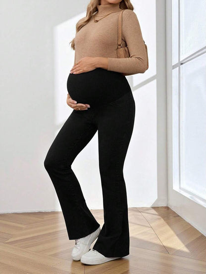 Royal Blue Maternity Flare Jeans – High-Stretch Supportive Elastic Waist Bell Bottoms for Work, Holiday, & Y2K Chic Streetwear
