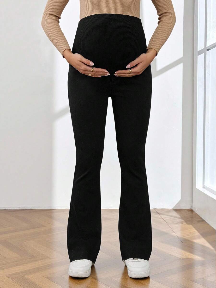 Royal Blue Maternity Flare Jeans – High-Stretch Supportive Elastic Waist Bell Bottoms for Work, Holiday, & Y2K Chic Streetwear