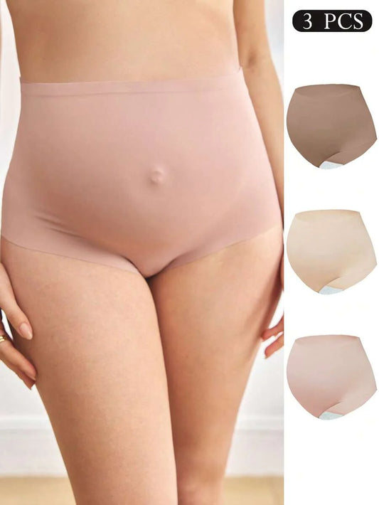 3pcs Maternity Seamless High Waist Panties - Solid Color Comfortable Fit