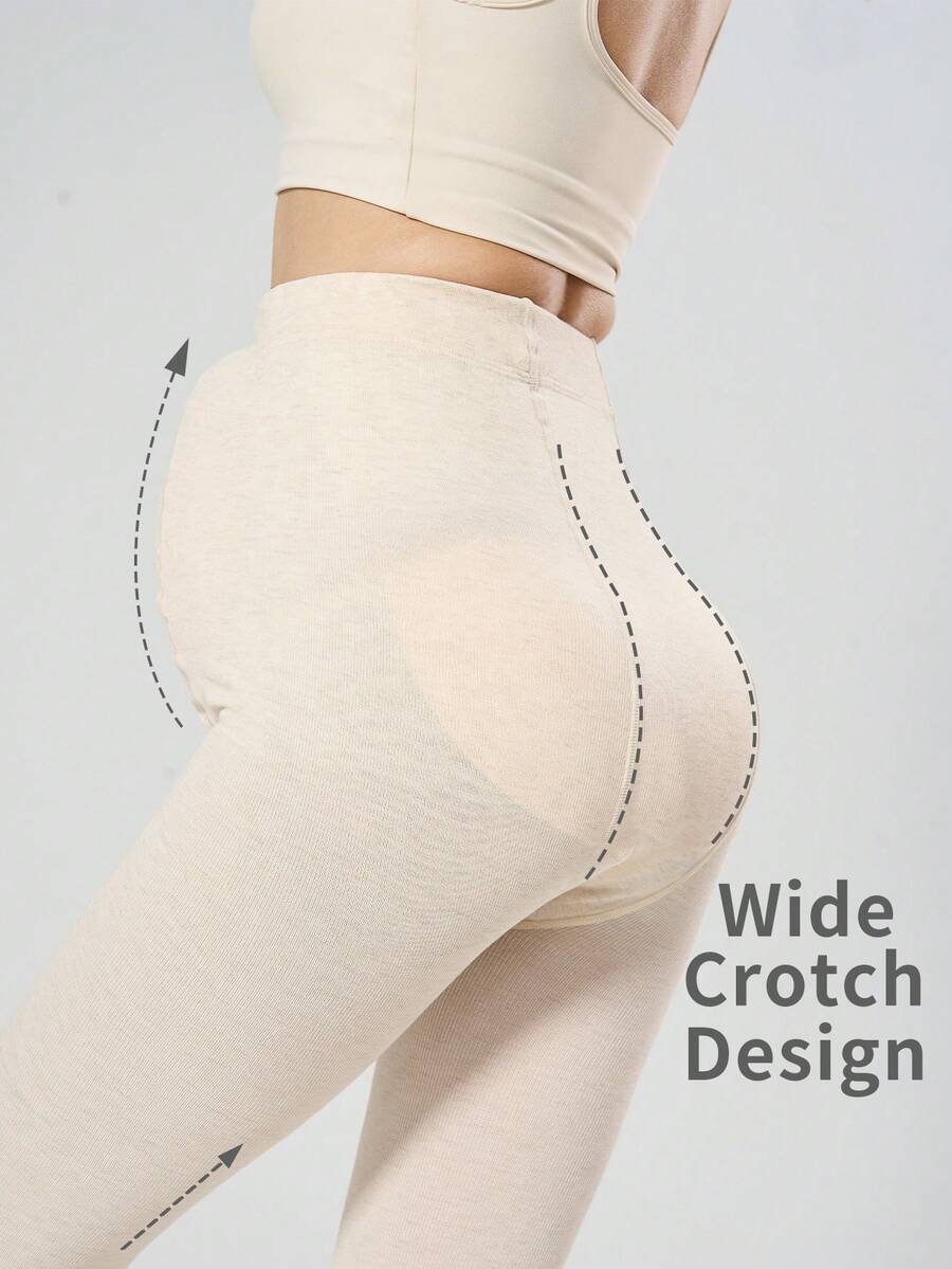 Maternity Tights - Cream High Waist Adjustable Belly Support Medium Thick Stirrup, Spring Autumn
