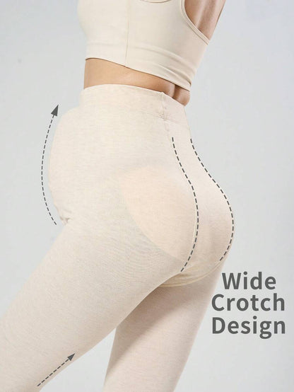 Maternity Tights - Cream High Waist Adjustable Belly Support Medium Thick Stirrup, Spring Autumn
