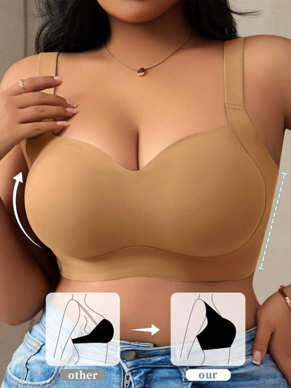 Women's Plus Size Seamless Padded Wireless Bra - Gray Lift & Support Bralette