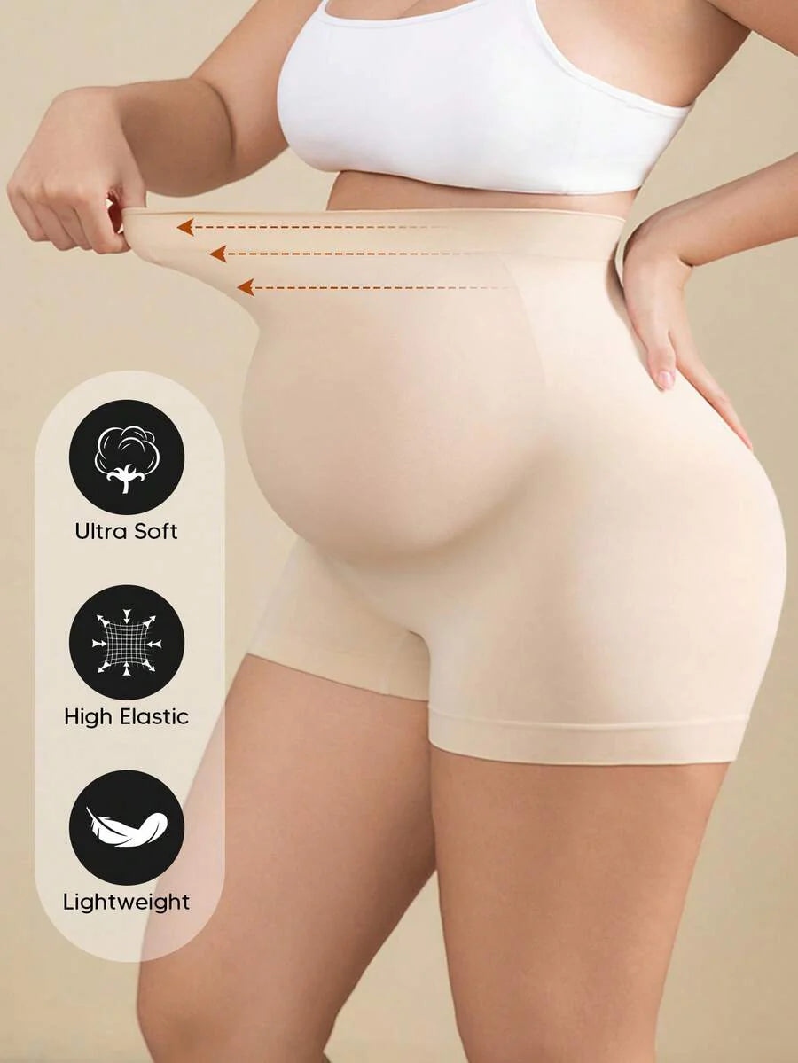Maternity High Waist Shorts - Expandable Abdominal Support Panel