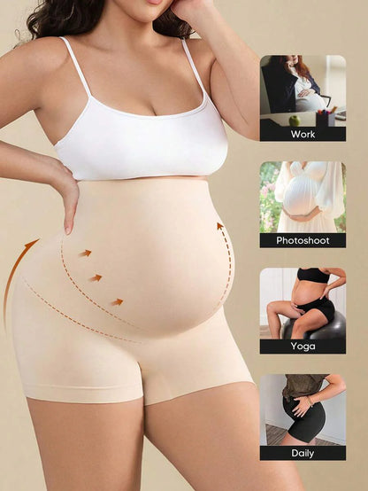 Maternity High Waist Shorts - Expandable Abdominal Support Panel