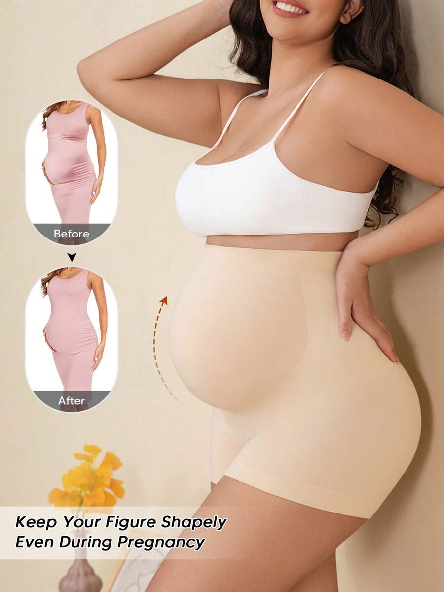 Maternity High Waist Shorts - Expandable Abdominal Support Panel