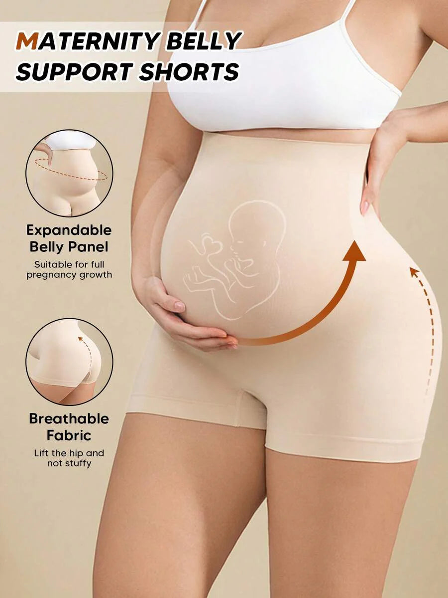 Maternity High Waist Shorts - Expandable Abdominal Support Panel