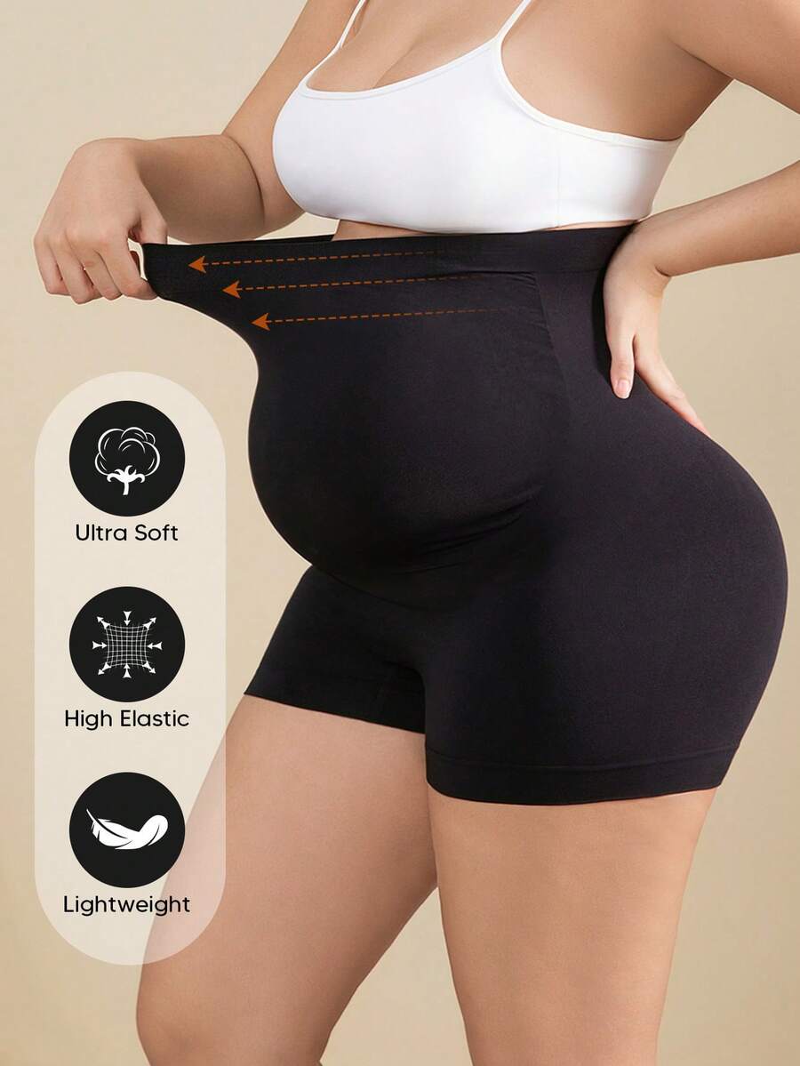 Maternity High Waist Shorts - Expandable Abdominal Support Panel