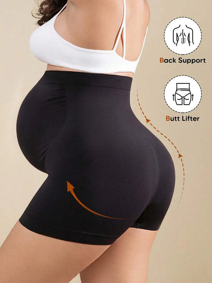 Maternity High Waist Shorts - Expandable Abdominal Support Panel
