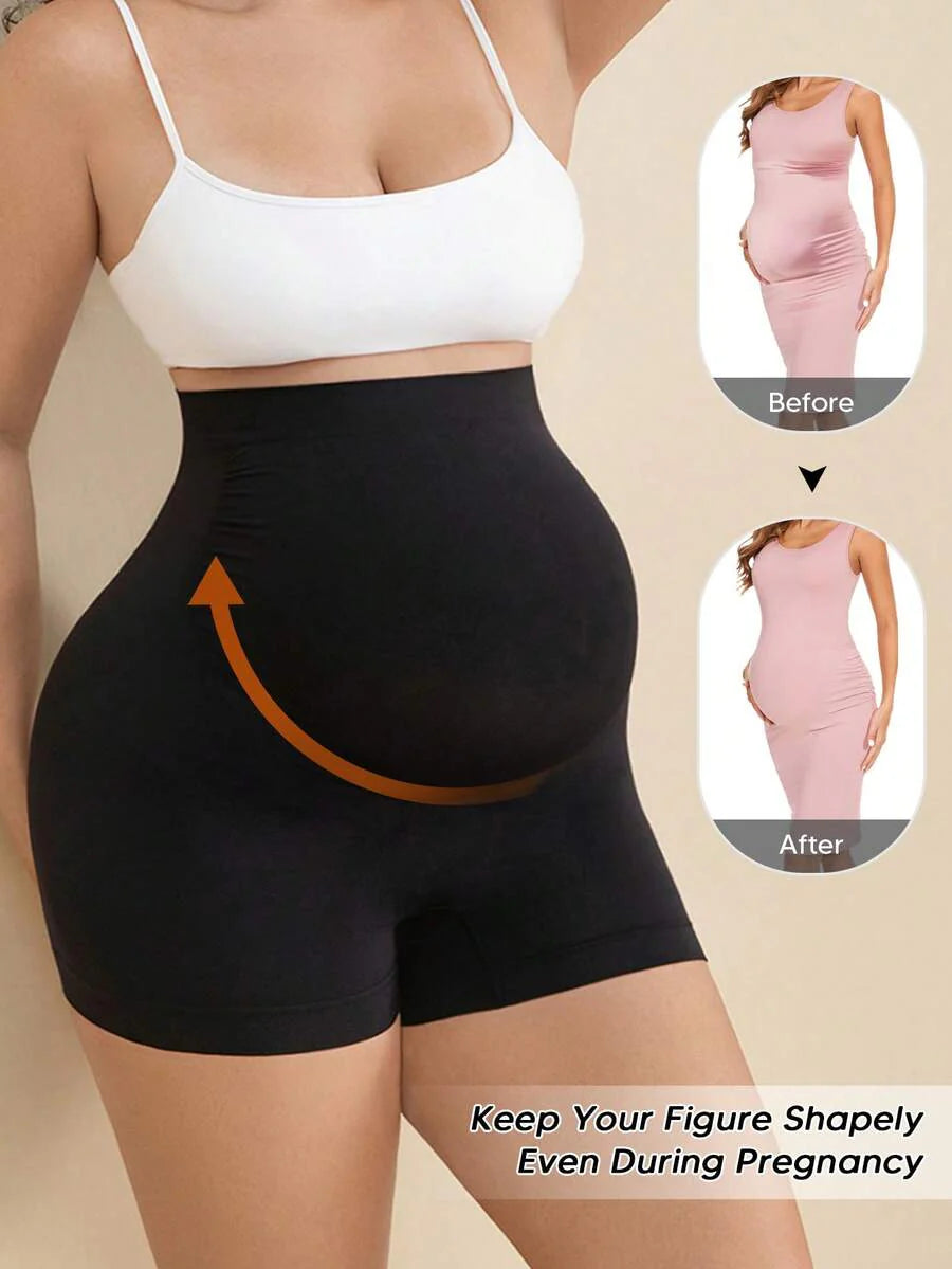 Maternity High Waist Shorts - Expandable Abdominal Support Panel