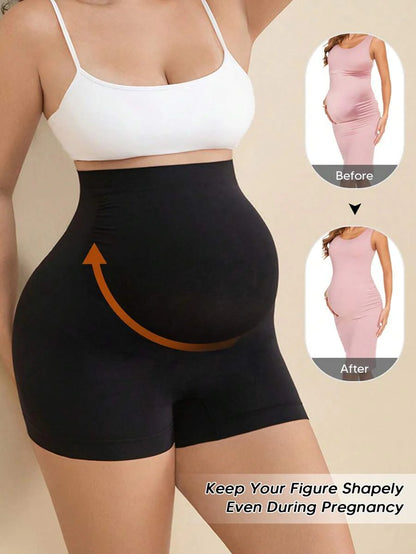 Maternity High Waist Shorts - Expandable Abdominal Support Panel