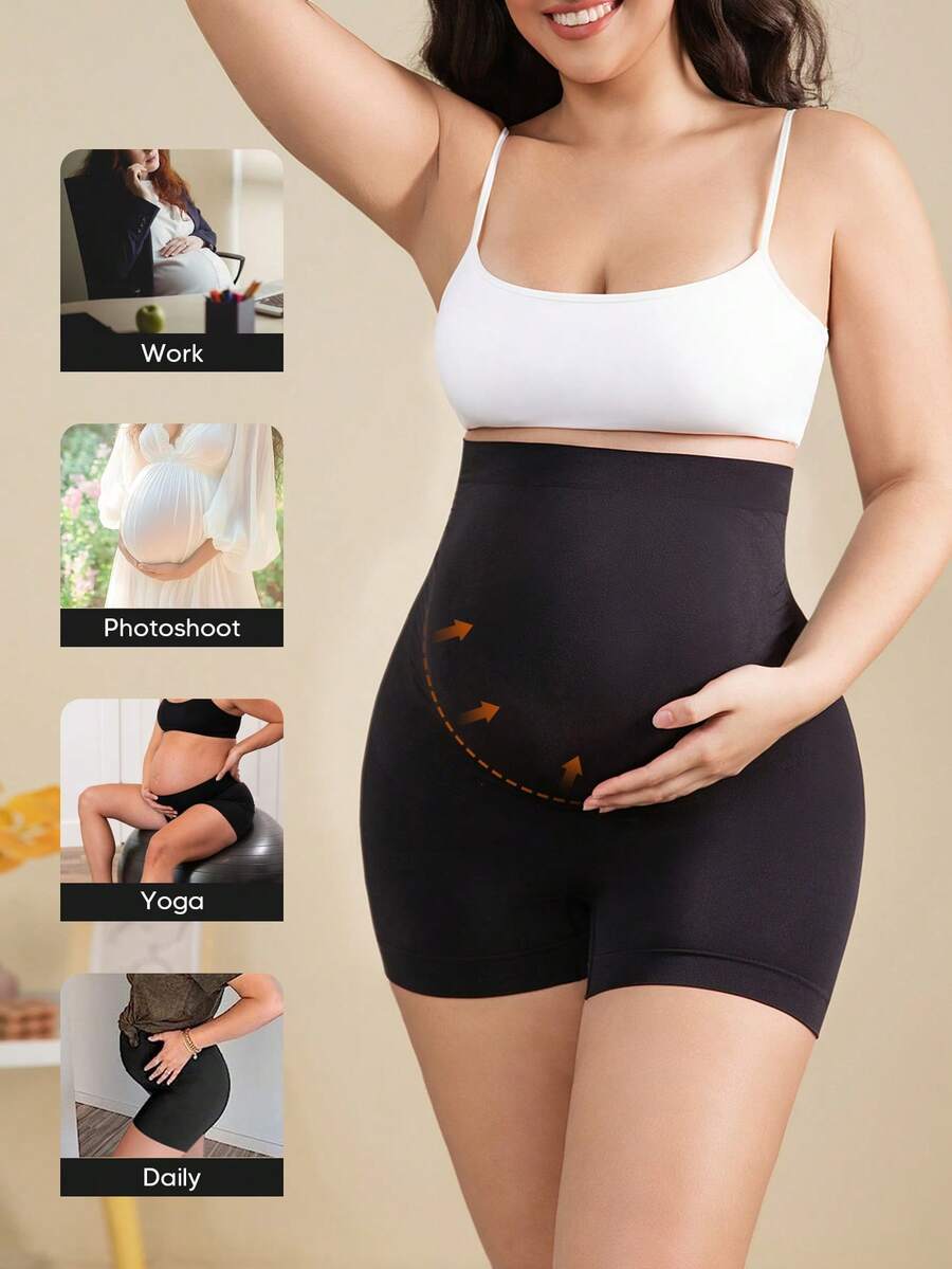 Maternity High Waist Shorts - Expandable Abdominal Support Panel