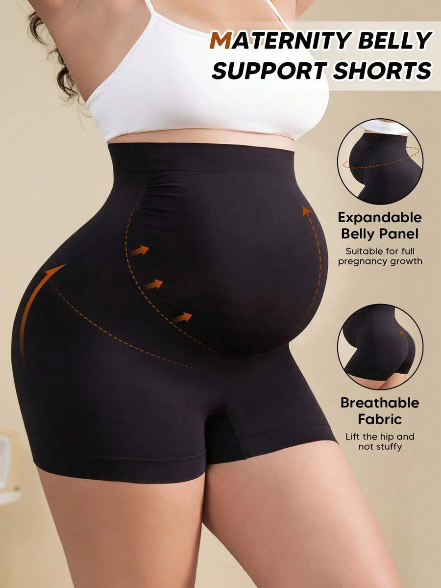 Maternity High Waist Shorts - Expandable Abdominal Support Panel