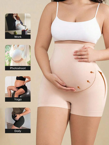 Maternity High Waist Shorts - Expandable Abdominal Support Panel