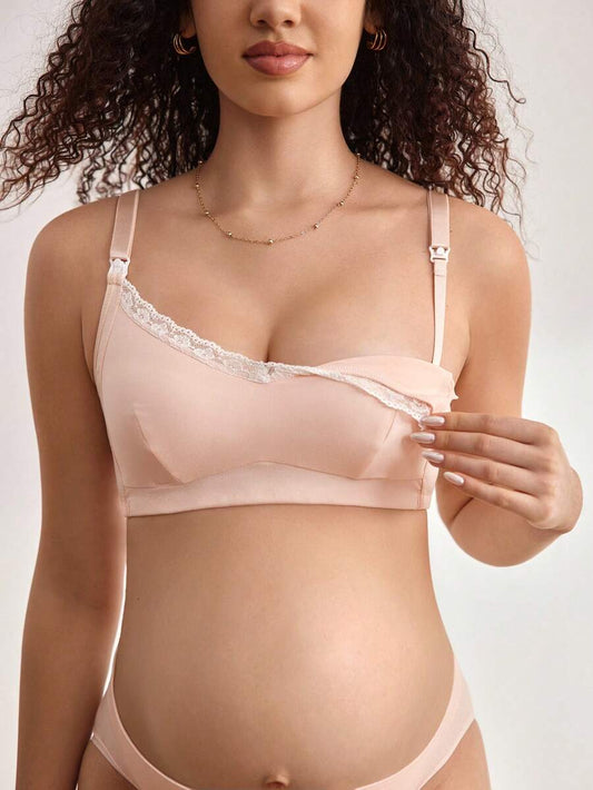 BloomMama 2pcs Maternity Minimalist Lace Trim Nursing Bras