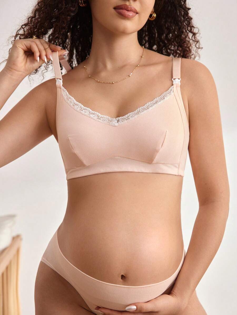 BloomMama 2pcs Maternity Minimalist Lace Trim Nursing Bras