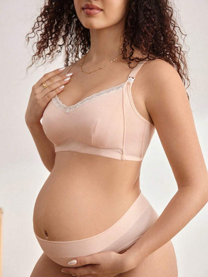 BloomMama 2pcs Maternity Minimalist Lace Trim Nursing Bras