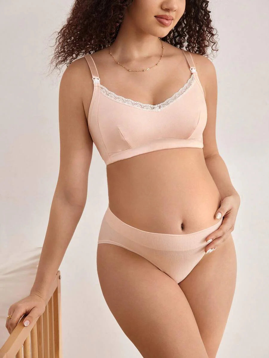 BloomMama 2pcs Maternity Minimalist Lace Trim Nursing Bras