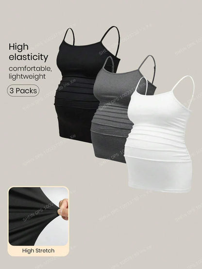 Multicolor Minimalist Ruched Maternity Cami - Slim Fit Spaghetti Strap High Stretch Knitted Tank Top for Pregnant Women Daily Wear