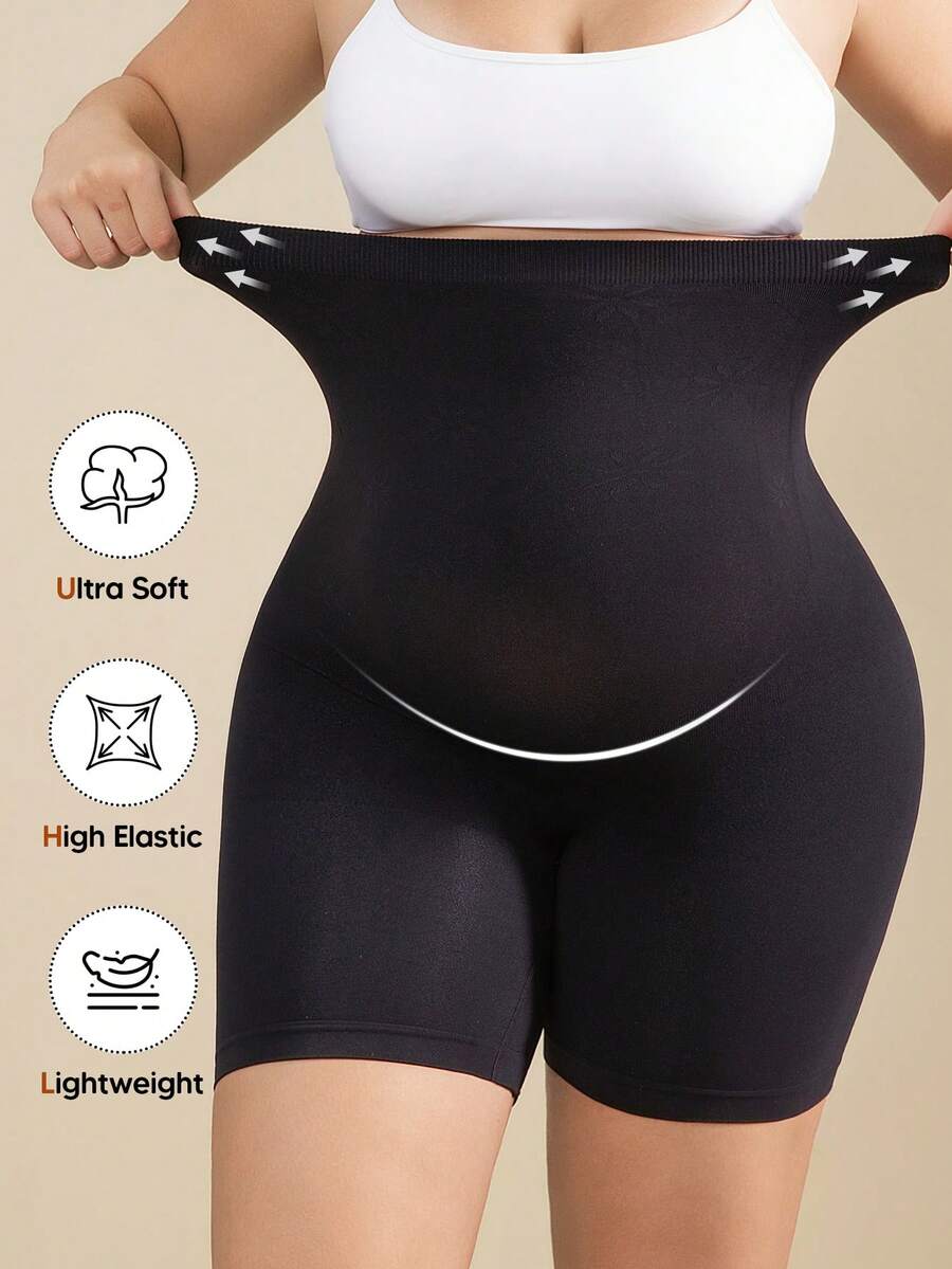 Solid Color Maternity Biker Shorts - High Waist Pregnancy Athletic Wear