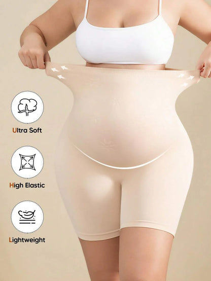 Solid Color Maternity Biker Shorts - High Waist Pregnancy Athletic Wear