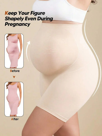 Solid Color Maternity Biker Shorts - High Waist Pregnancy Athletic Wear