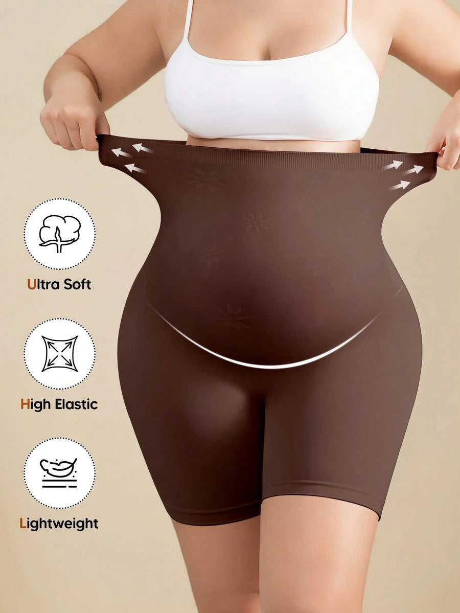 Solid Color Maternity Biker Shorts - High Waist Pregnancy Athletic Wear