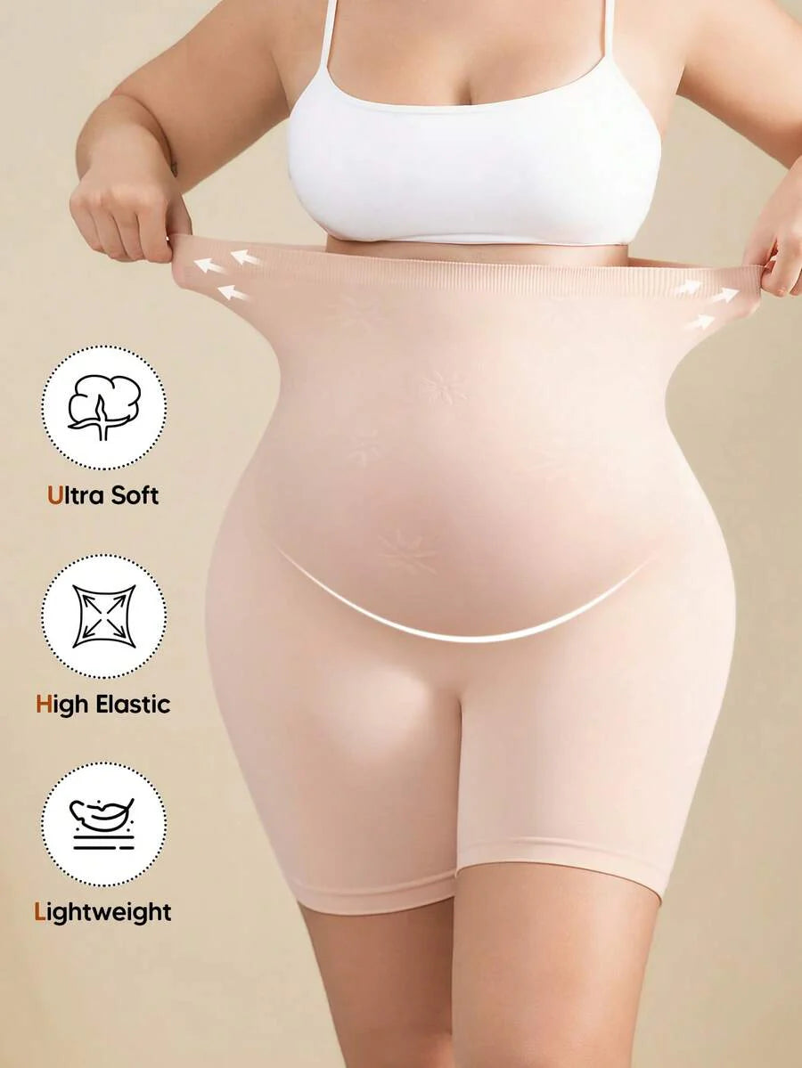 Solid Color Maternity Biker Shorts - High Waist Pregnancy Athletic Wear