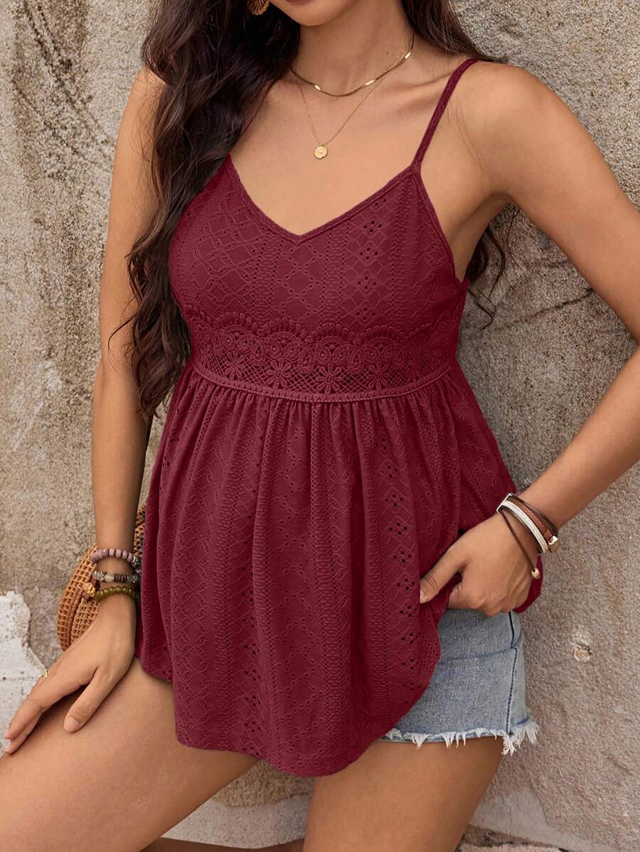 Maternity Casual Solid Color Camisole Brown Top Lace Zanea Dress For Woman Yisikado Dress
