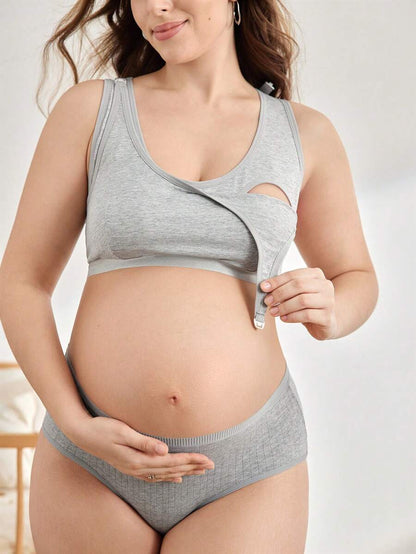 Maternity Plus Size Wireless Nursing Bra - Full Cup, Removable Straps, Navy Blue