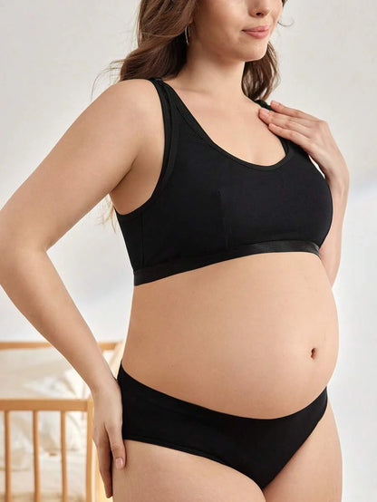 Maternity Plus Size Wireless Nursing Bra - Full Cup, Removable Straps, Navy Blue