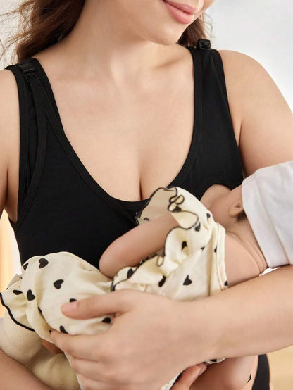 Maternity Plus Size Wireless Nursing Bra - Full Cup, Removable Straps, Navy Blue