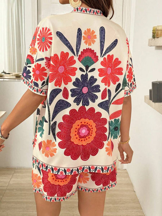 Maternity Floral Print Kimono Cardigan and Adjustable Shorts 2 Piece Set Boho Long Sleeve Summer Beach Vacation Maternity Outfit