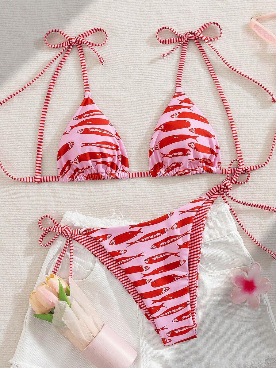 Costavie Fashionable & Sweet Shoulder-Tie Side Bow Knot Wireless Removable Padded Sexy Women Bikini Swimwear 2-Piece Set