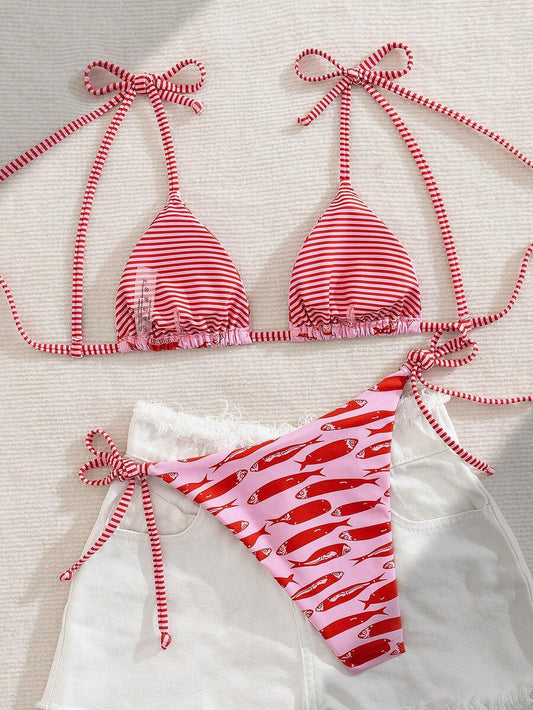 Costavie Fashionable & Sweet Shoulder-Tie Side Bow Knot Wireless Removable Padded Sexy Women Bikini Swimwear 2-Piece Set