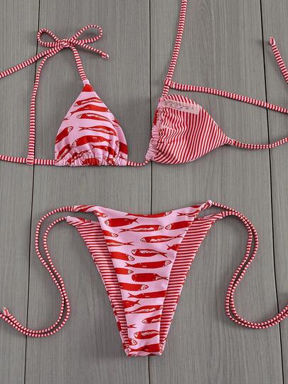 Costavie Fashionable & Sweet Shoulder-Tie Side Bow Knot Wireless Removable Padded Sexy Women Bikini Swimwear 2-Piece Set