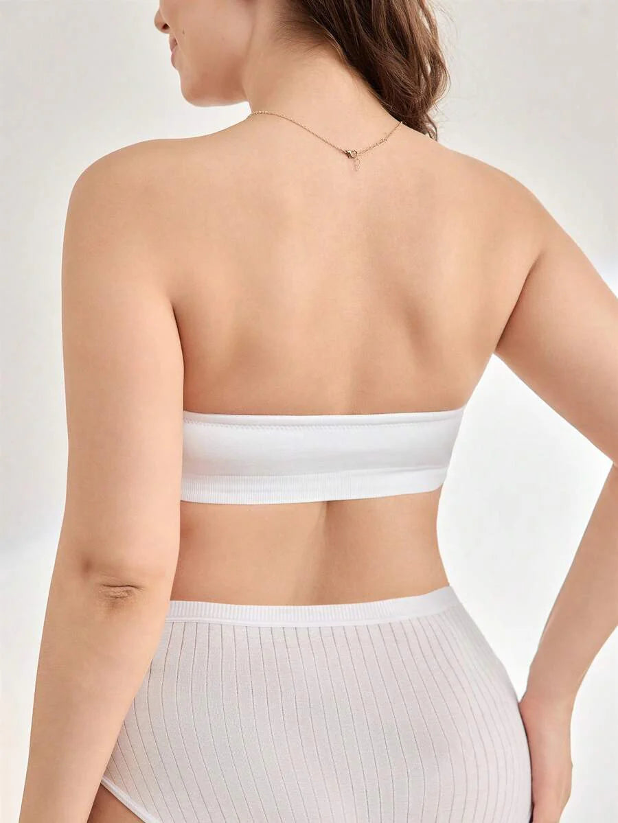 Maternity Bandeau Nursing Bra - Seamless Strapless High Elasticity Ruched Minimalist, Skin Tone