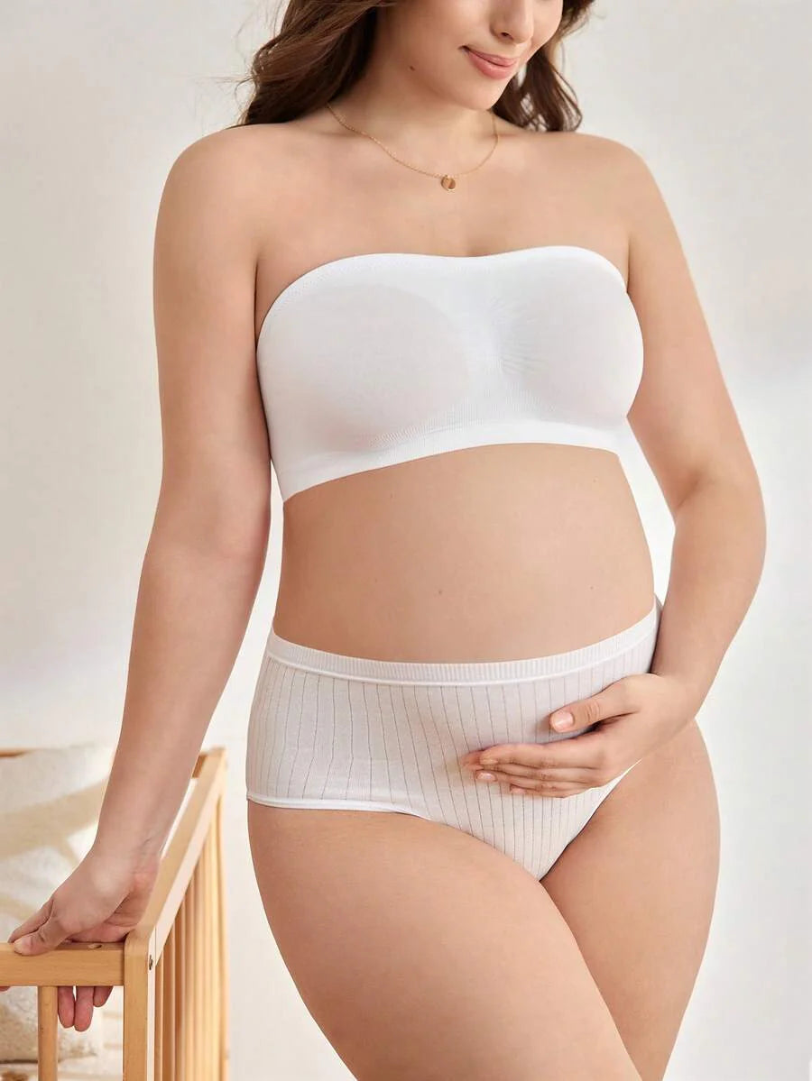 Maternity Bandeau Nursing Bra - Seamless Strapless High Elasticity Ruched Minimalist, Skin Tone