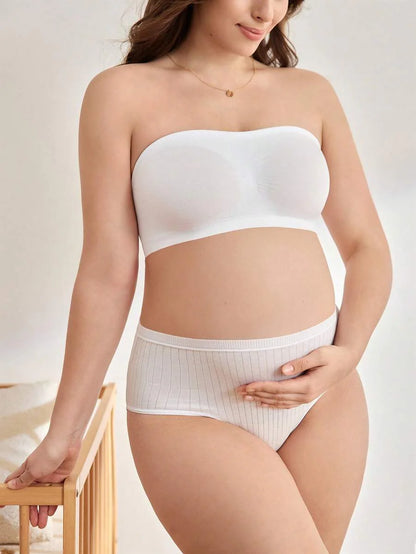 Maternity Bandeau Nursing Bra - Seamless Strapless High Elasticity Ruched Minimalist, Skin Tone