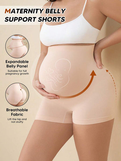 Maternity High Waist Shorts - Expandable Abdominal Support Panel
