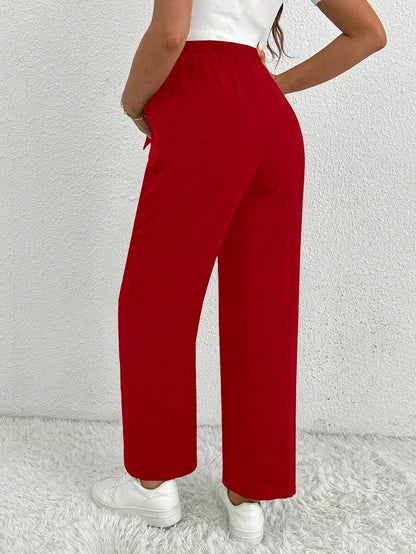 Maternity Straight Leg Pants - Belted Waist, Cooling Fabric, Ultra High Waist, Black