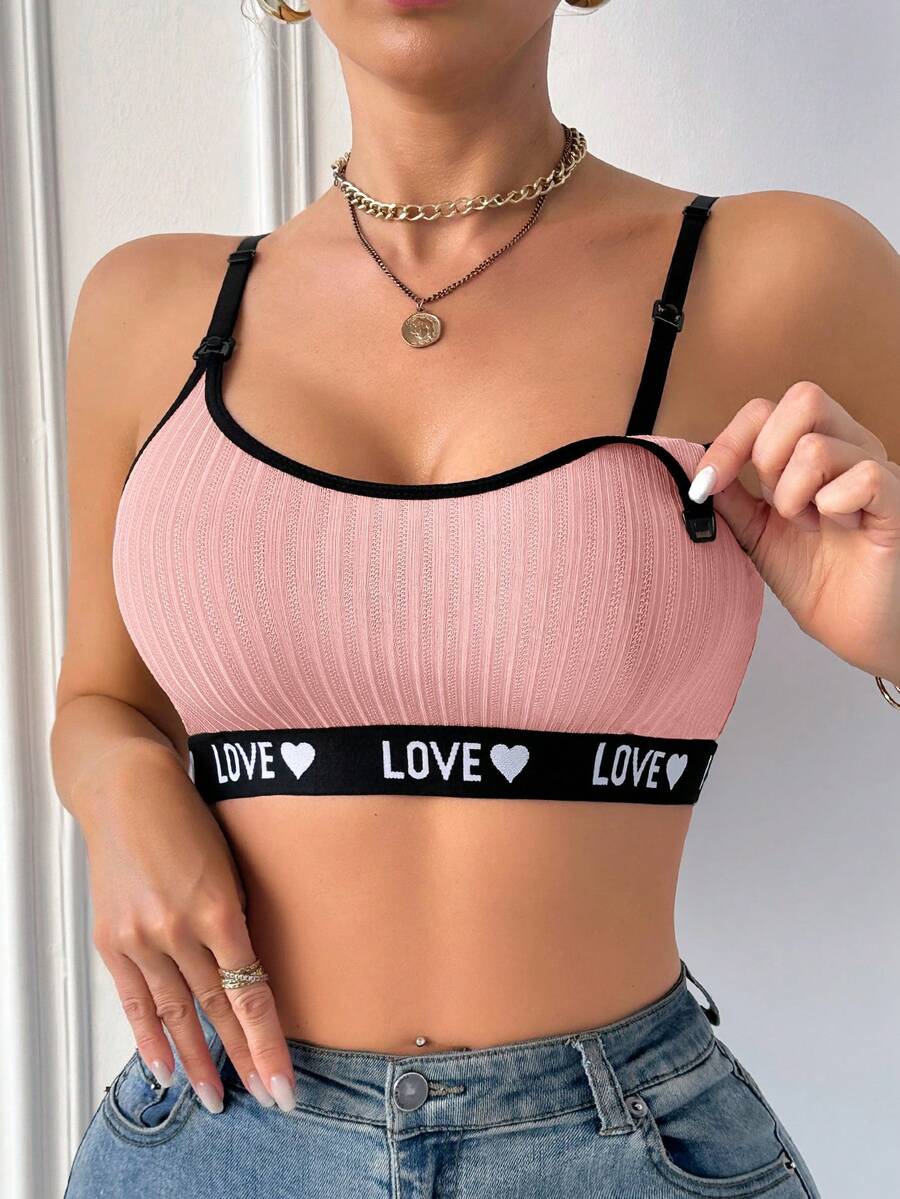 Maternity Letter Heart Print Nursing Underwear Women Casual Comfortable Breastfeeding Lingerie Sleepwear