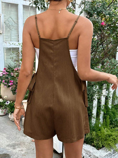 Grey Striped Maternity Romper with Spaghetti Straps and Side Tie Waist - Casual Loose Fit Summer Beach Maternity Jumpsuit