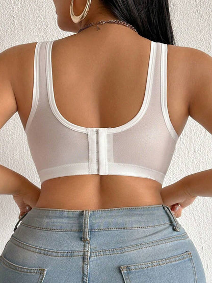 Women's Plus Size Sheer Mesh Splice Wireless Bra - Comfortable Breathable Bralette