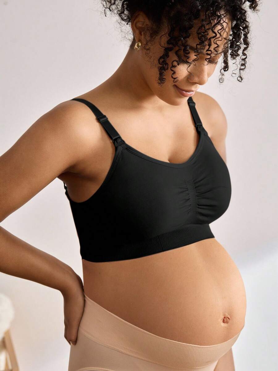 3PCS Maternity Nursing Bras Set Women Simple Solid Color Comfortable Breastfeeding Bra Set