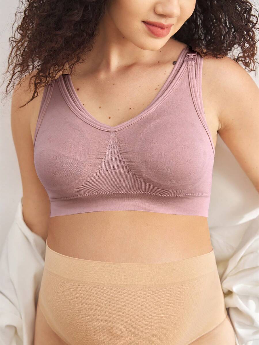 Seamless Maternity and Nursing Bra Wireless Black High Rise Backless Knitted Comfort Nursing Bralette for Daily Wear