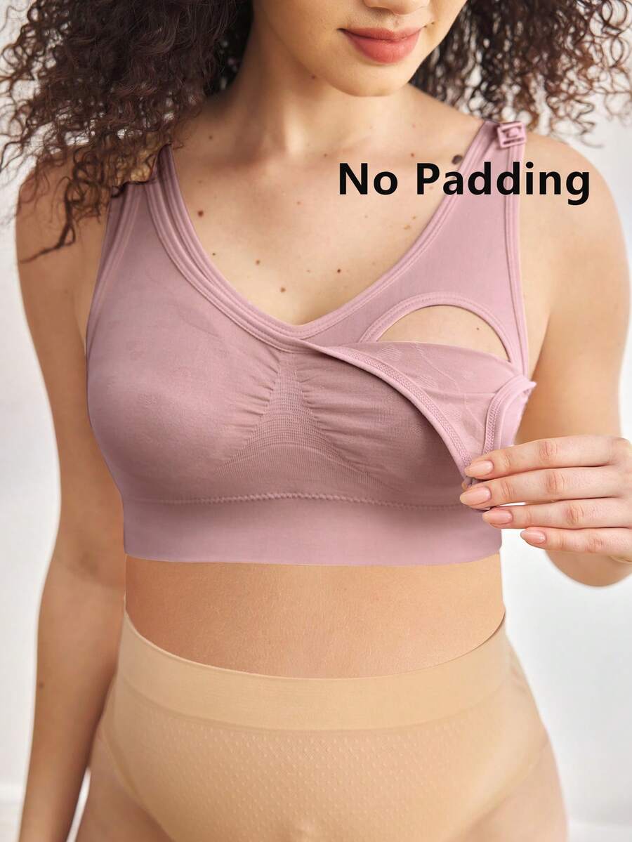 Seamless Maternity and Nursing Bra Wireless Black High Rise Backless Knitted Comfort Nursing Bralette for Daily Wear