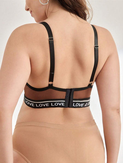 Plus Size Letter Knit Band Comfortable Front Opening Maternity Nursing Bra